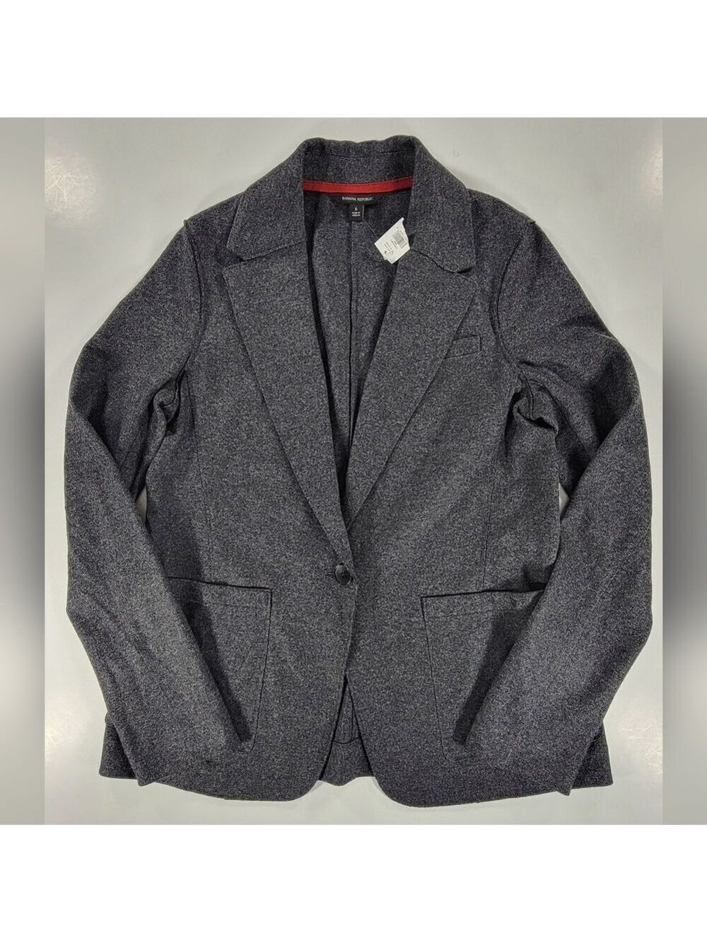 NEW Banana Republic Jacket Gray Unstructured Blazer Patch Pocket Wool Womens 6